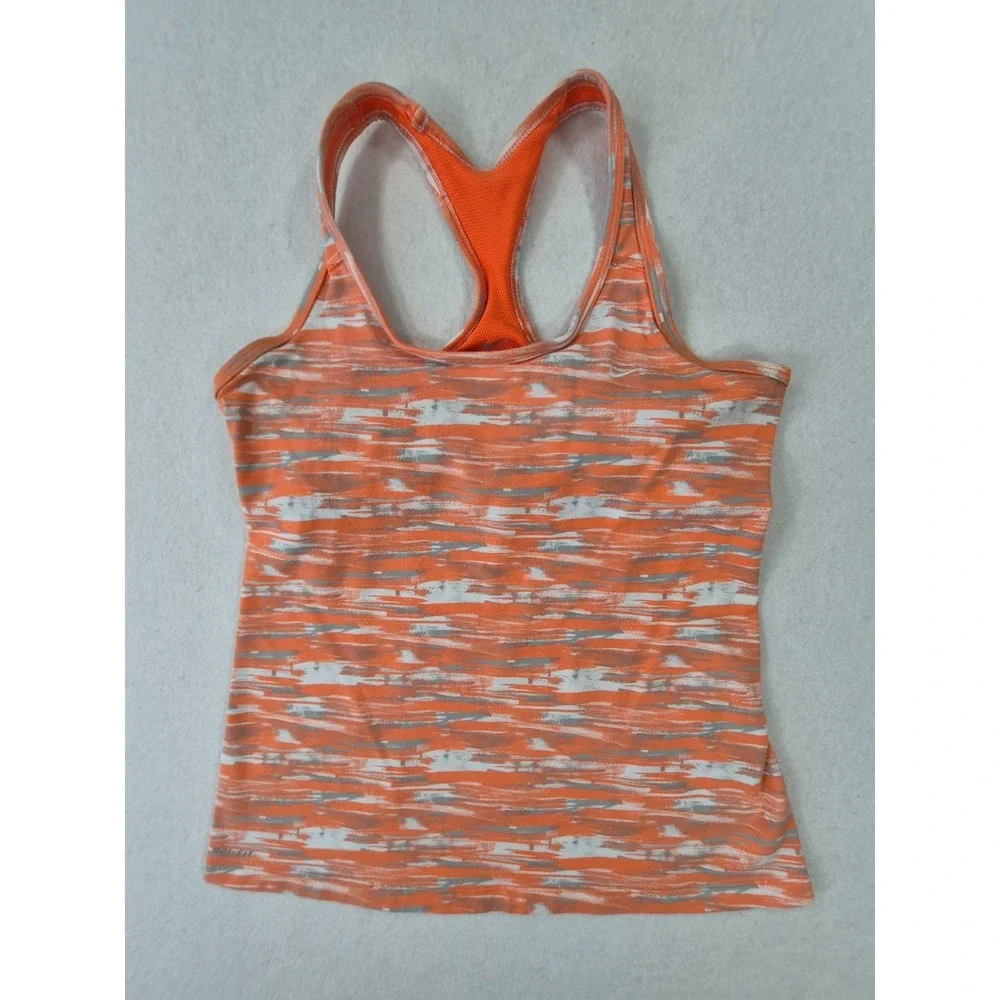 Nike Dri-FIT Built In Sports Bra Tank Top Women's L Orange Racerback